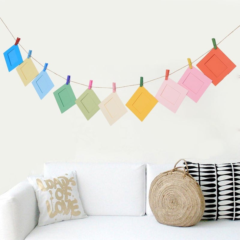 woobles Hanging Photo Frame,Photo Display Picture Frame Collage by Multi Photo Display with 10 Clips Photo Frame Picture Display Modern Home Decor + Color Clips - Image 4